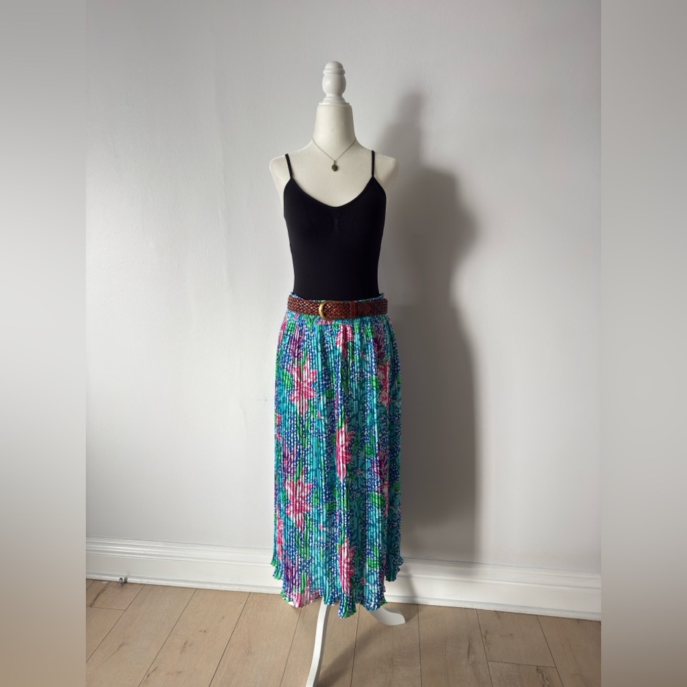 Vintage Blue and Pink Floral Skirt
